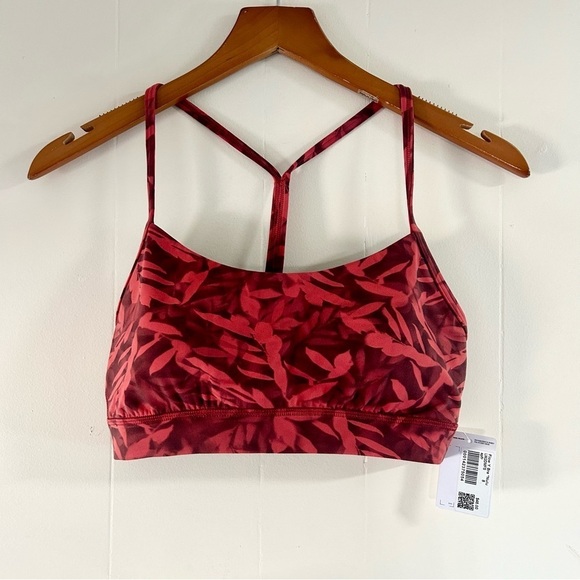 Lululemon Flow Y Nulu Bra in Spray Leaf Fireside Red Multi sz 8 - Picture 3 of 5